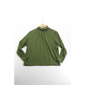 Talbots green turtle neck long sleeve‎ shirt womens 1X minimalist casual basic